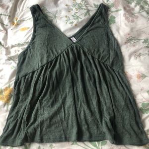 Low cut forest green babydoll tank